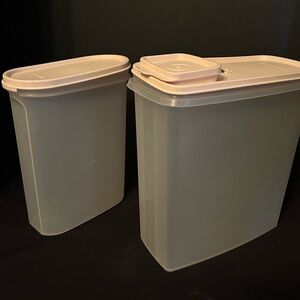 Tupperware Modular Mates Rectangle Cereal/Oval Container 9 3/4  Cup Lt Pink Lids